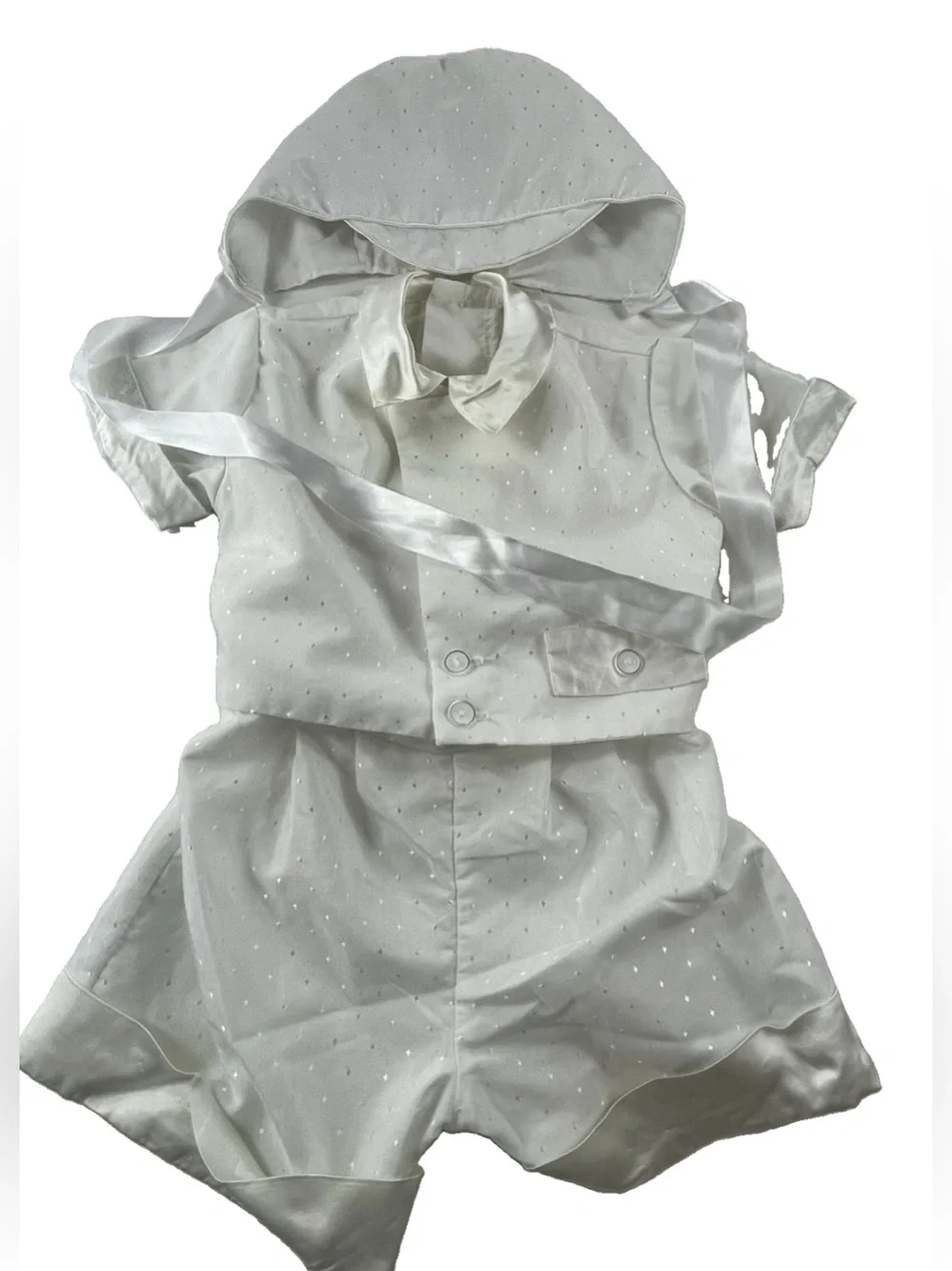 VTG Boy’s Christening Outfit 12 Months 16 To 20 Pounds Shorts Top With Bonnet